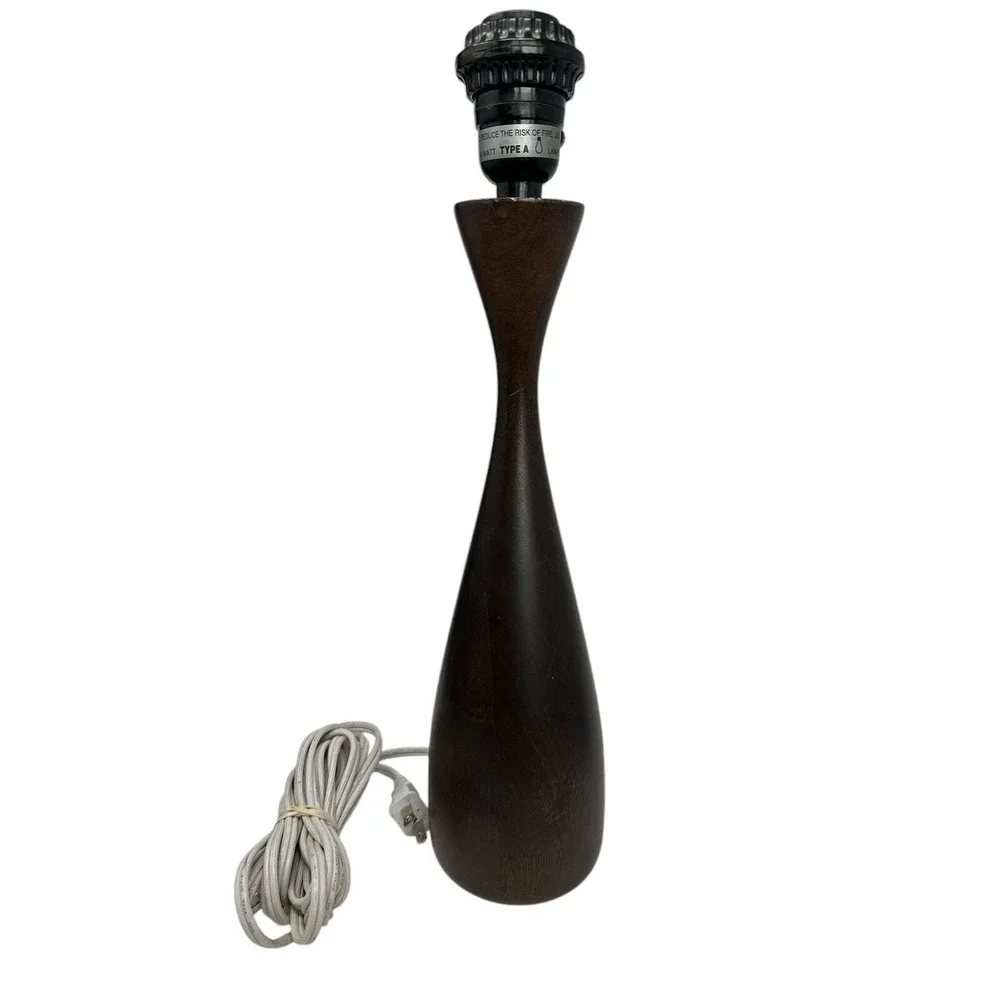 Vintage Ikea Lans Dark Wooden Table Lamp Scandinavian Design MCM Style RARE